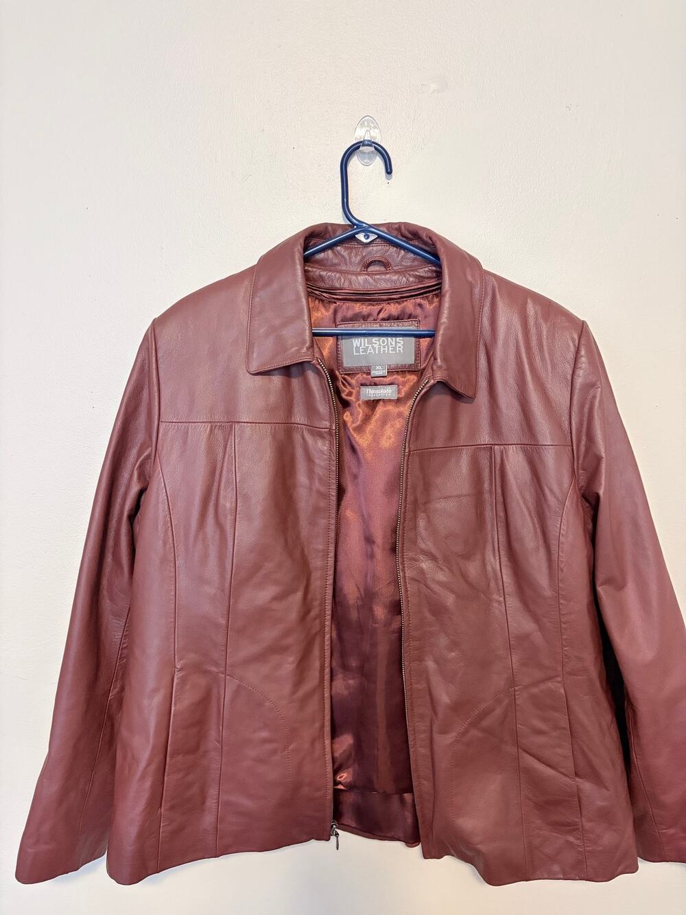Vintage Wilsons Leather Burgundy Jacket Size XL Thinsulate Lined